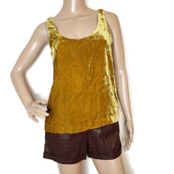 J.Crew Gold Crushed Velvet Sleeveless Tank Top Womens 0 - Picture 3 of 9